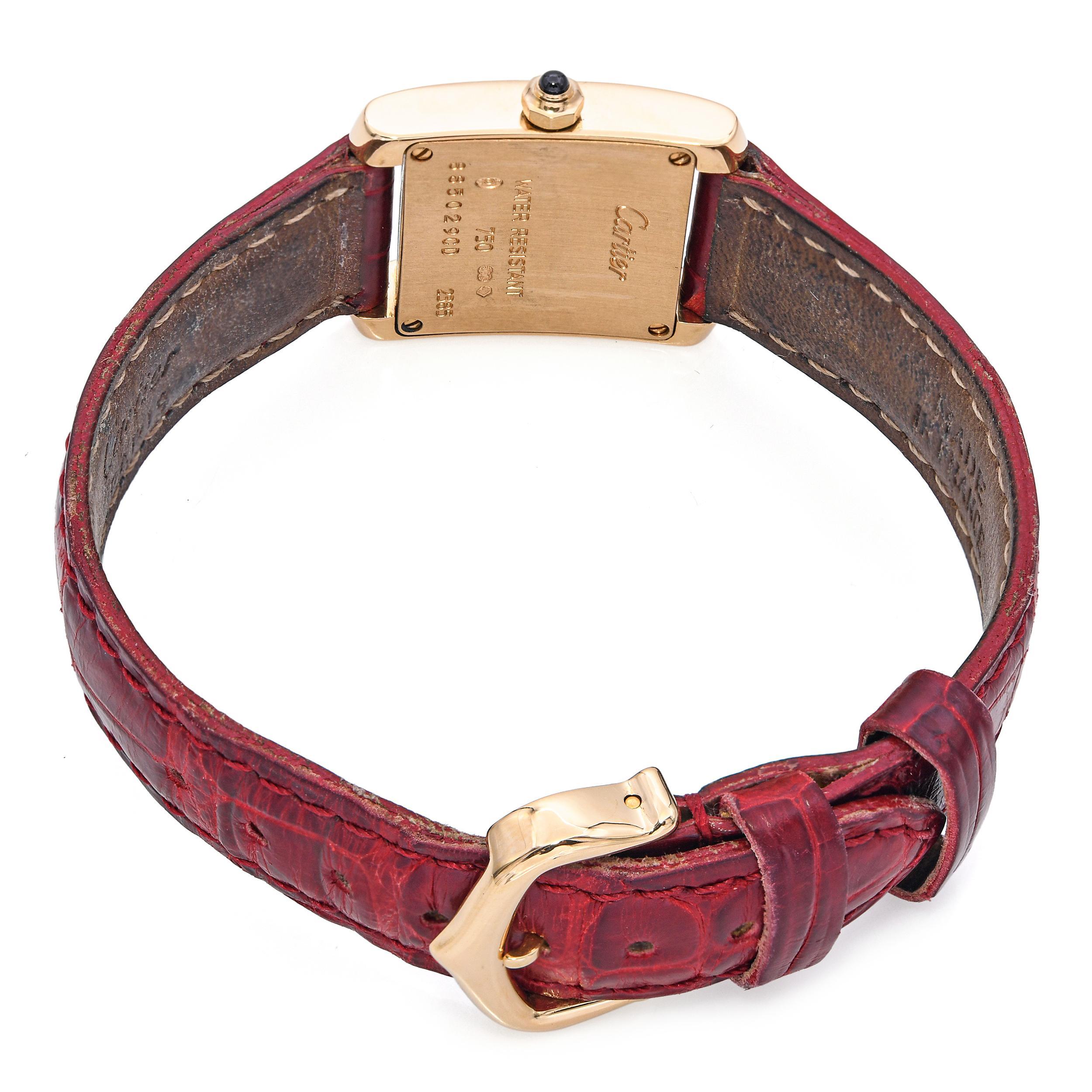 Montre Tank Francaise pour dames en or jaune 18k de Cartier Bon état à New York, NY