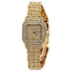 Cartier Panthere 18K Yellow Gold Factory Diamond Mid Size Ref 1280/2 Watch