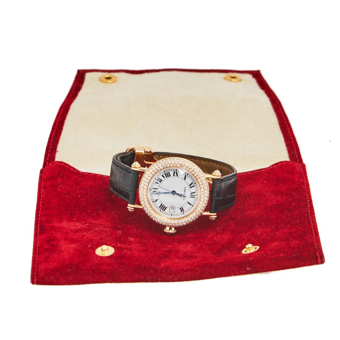 Cartier 18k Yellow Gold Leather Diamond Diabolo 1430 Women's Wristwatch 33mm 3