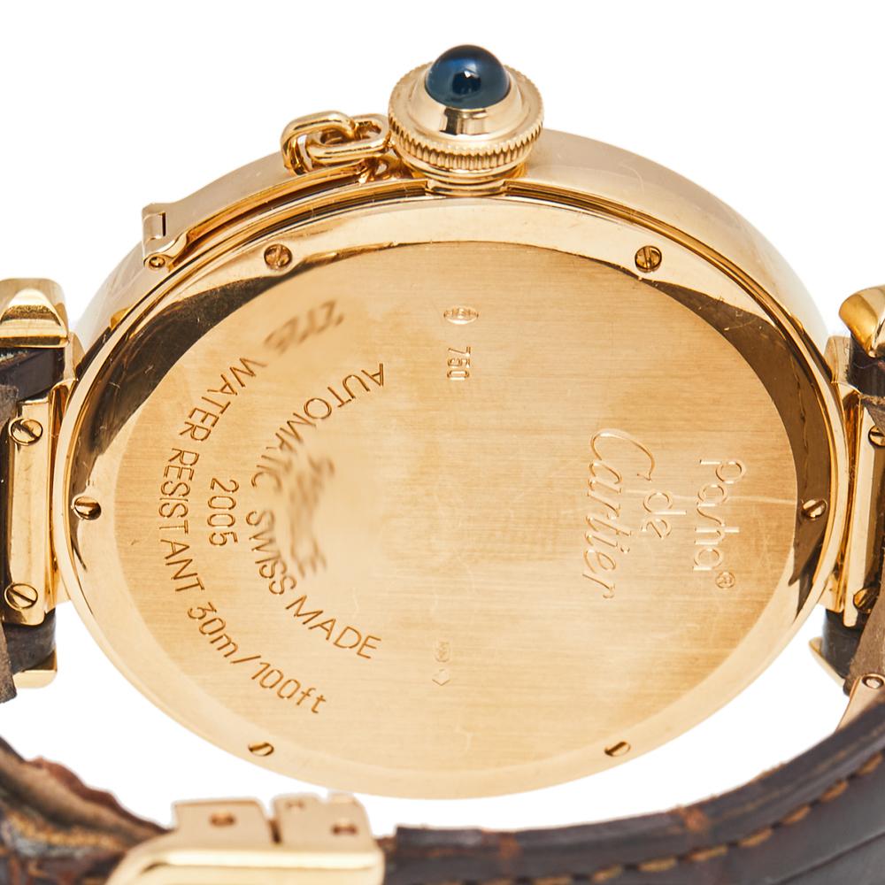 Women's Cartier 18k Yellow Gold Leather Pasha Jumbo W3018651 Men's Wristwatch 42 mm