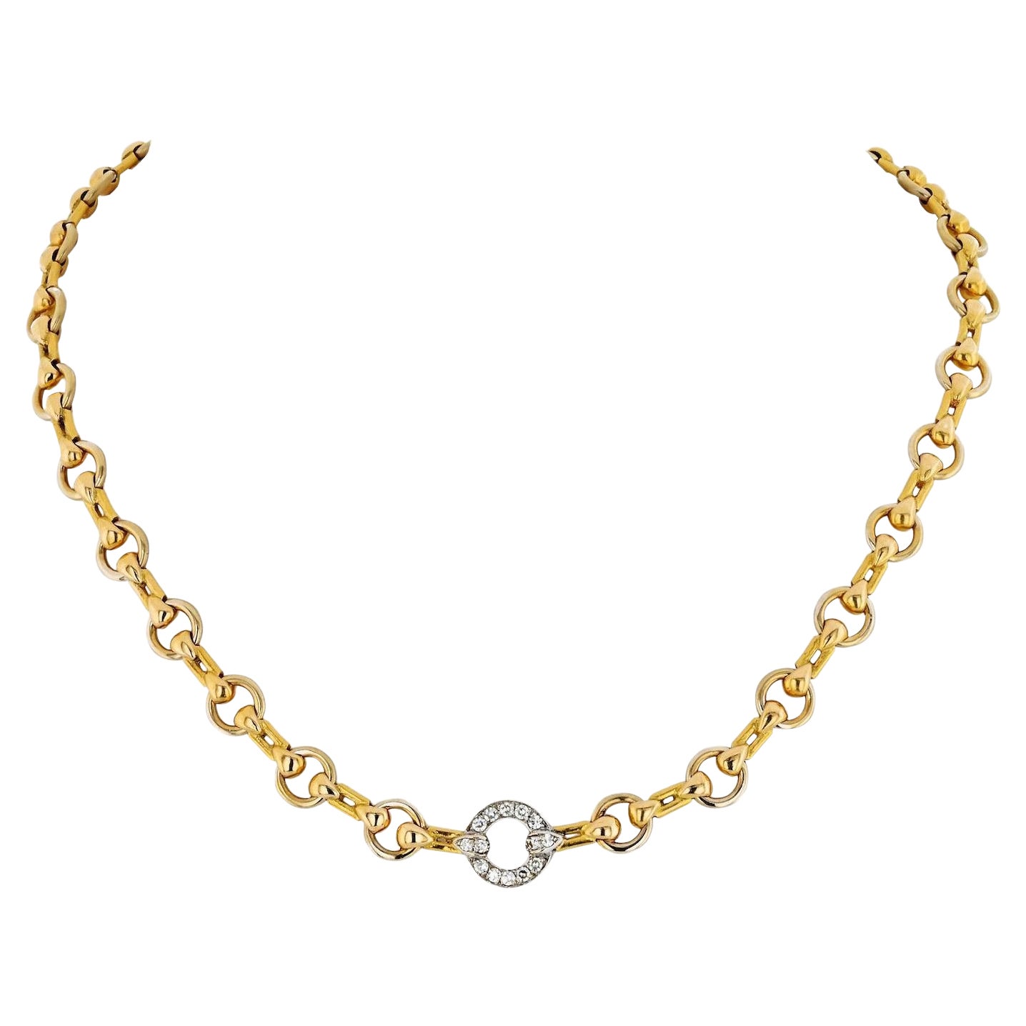 Cartier 18 Karat Gelbgold Gliederhalskette mit 16 Zoll Kette Halskette