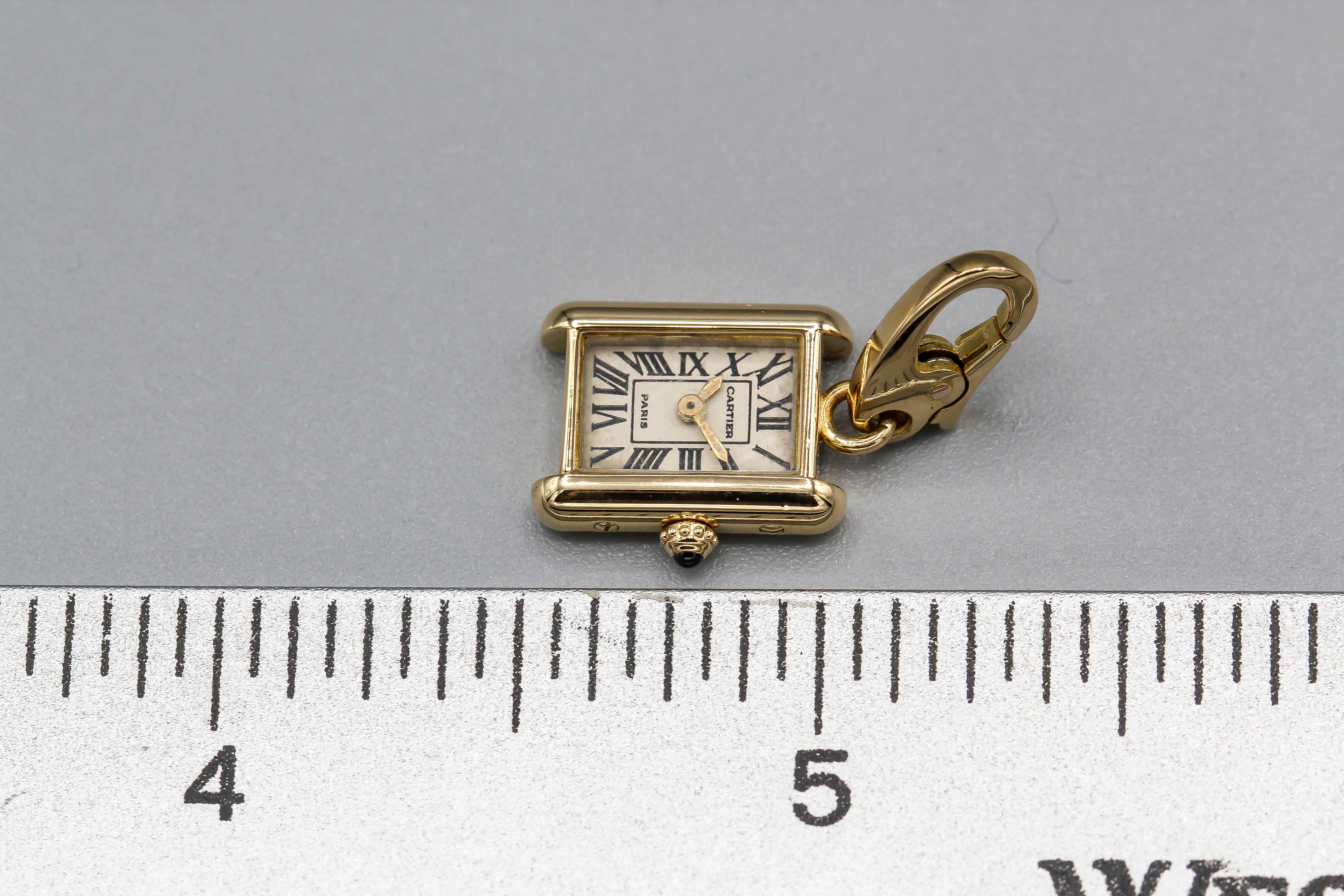 Cartier 18 Karat Yellow Gold Louis Cartier Watch Charm In Good Condition In New York, NY