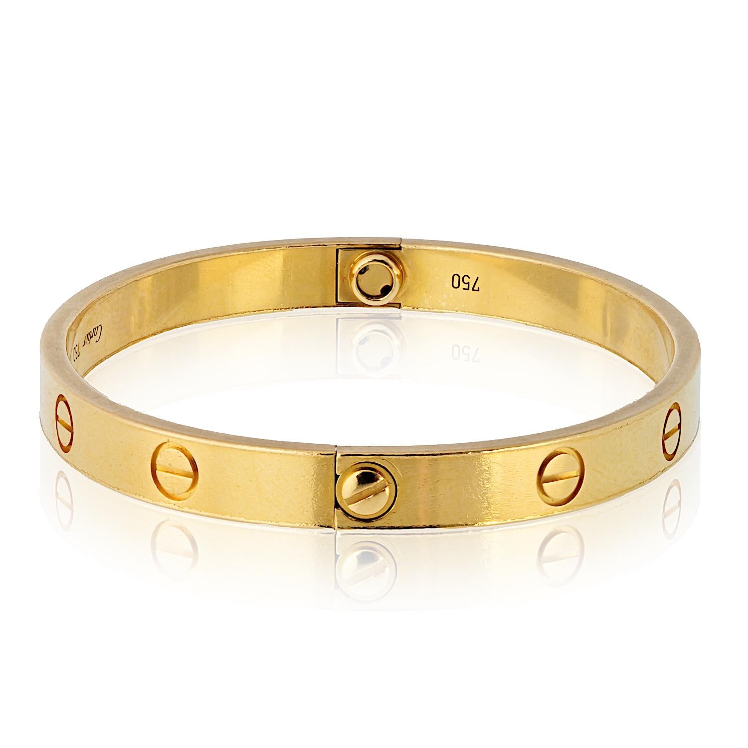 Cartier 18K Gelbgold Love 17 Armreif-Armband (Moderne)