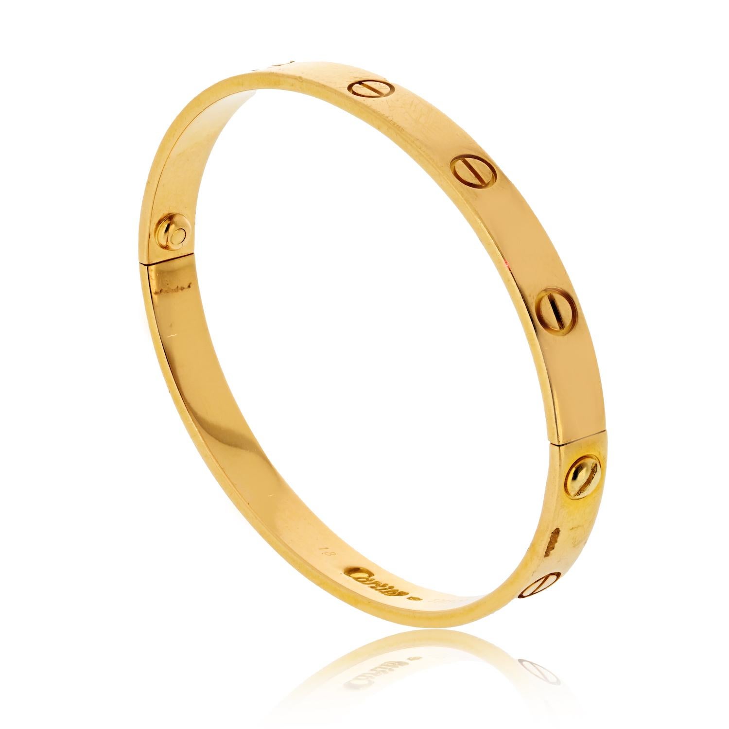 Cartier 18K Yellow Gold Love 18 Bangle Circa 1985 Bracelet In Excellent Condition In New York, NY