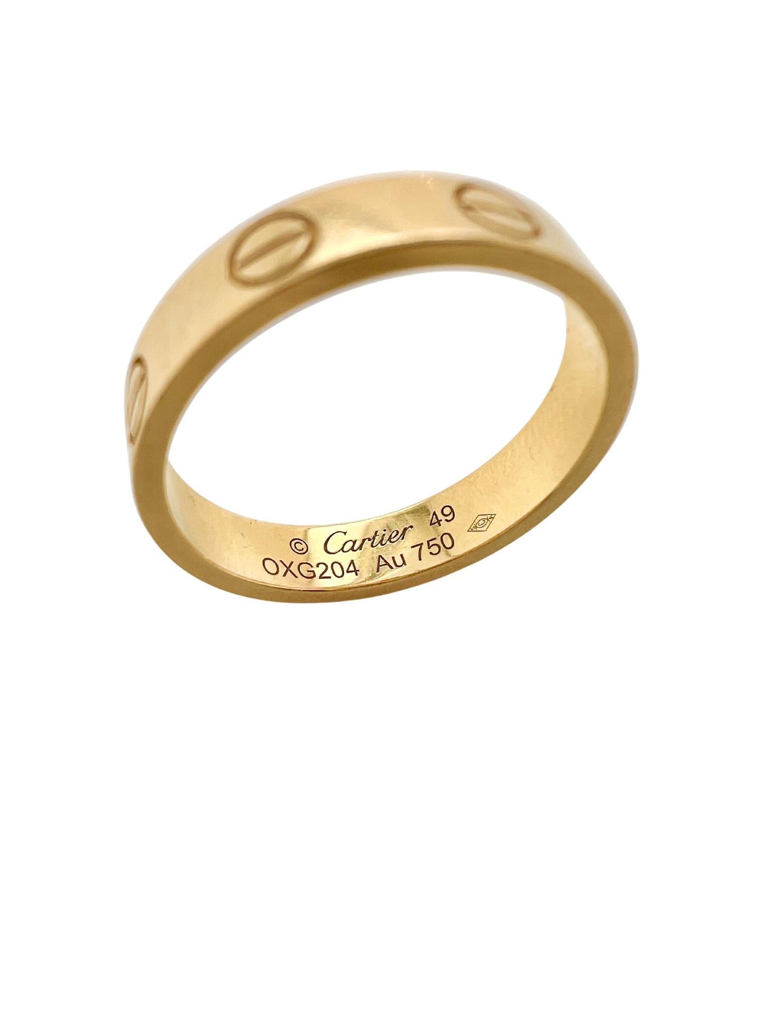 Bague Love Band en or jaune 18k de Cartier Pour femmes en vente