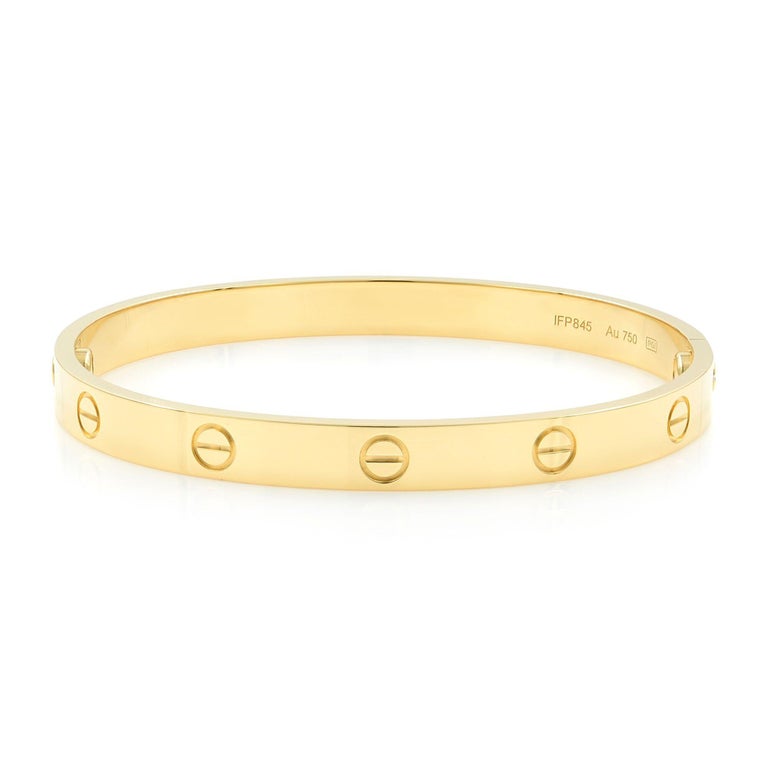 Cartier 18 Karat Yellow Gold Love Bangle Bracelet For Sale at 1stDibs