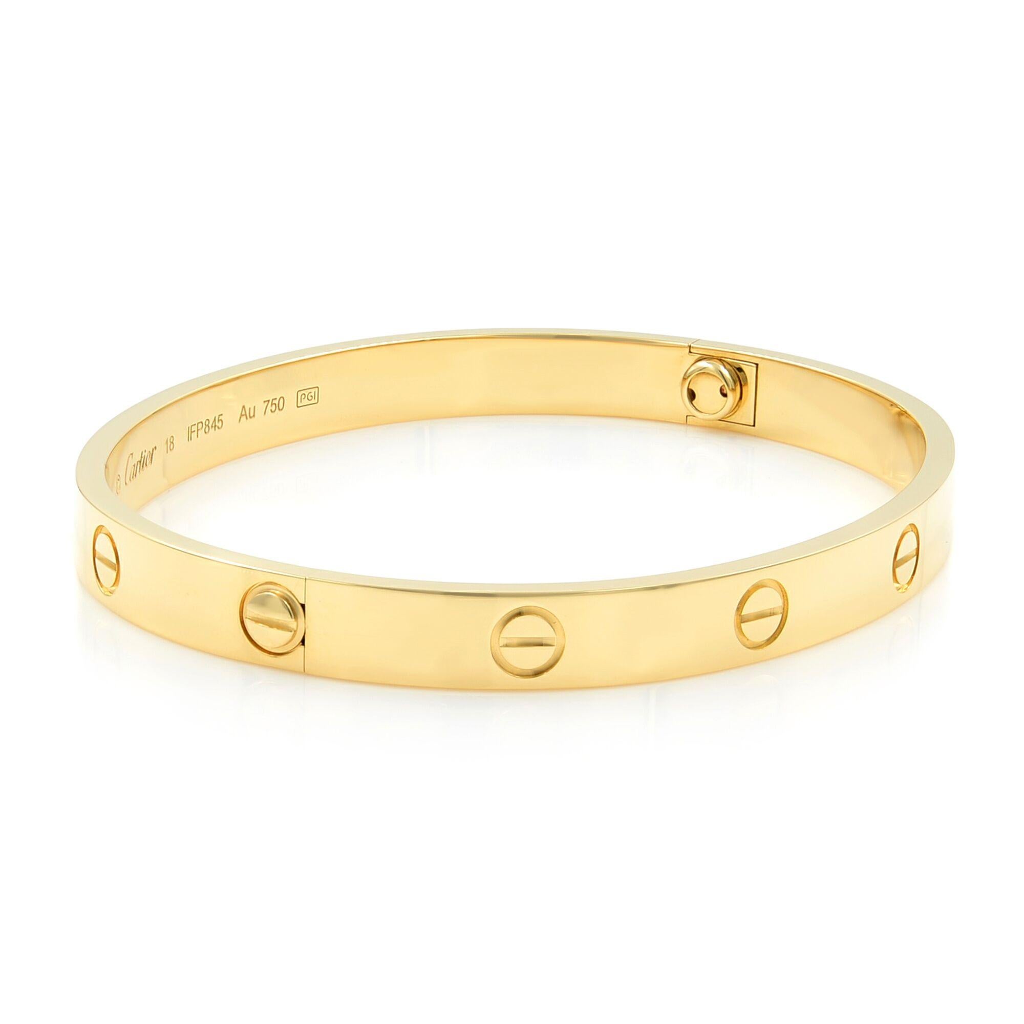 Modern Cartier 18 Karat Yellow Gold Love Bangle Bracelet