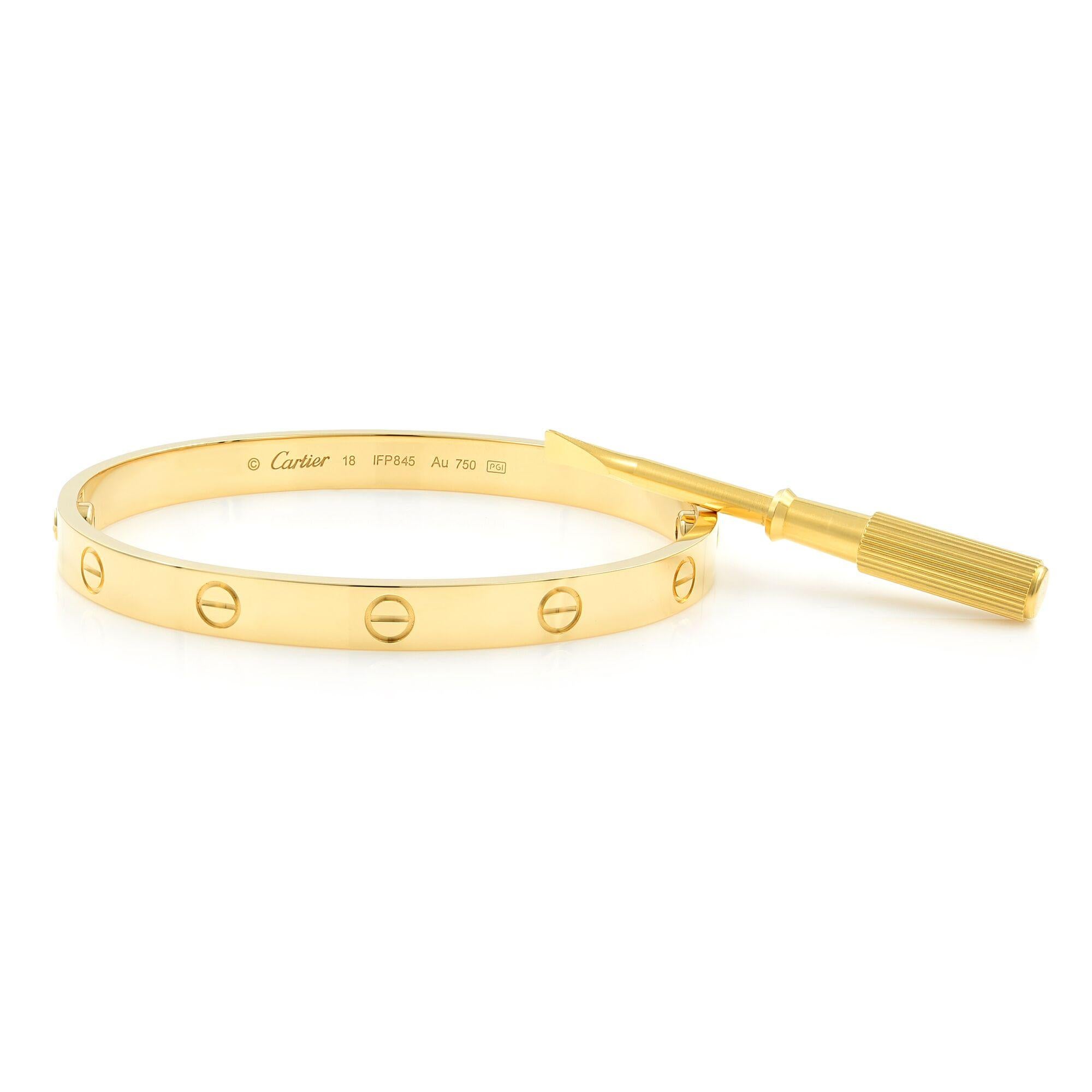 Men's Cartier 18 Karat Yellow Gold Love Bangle Bracelet