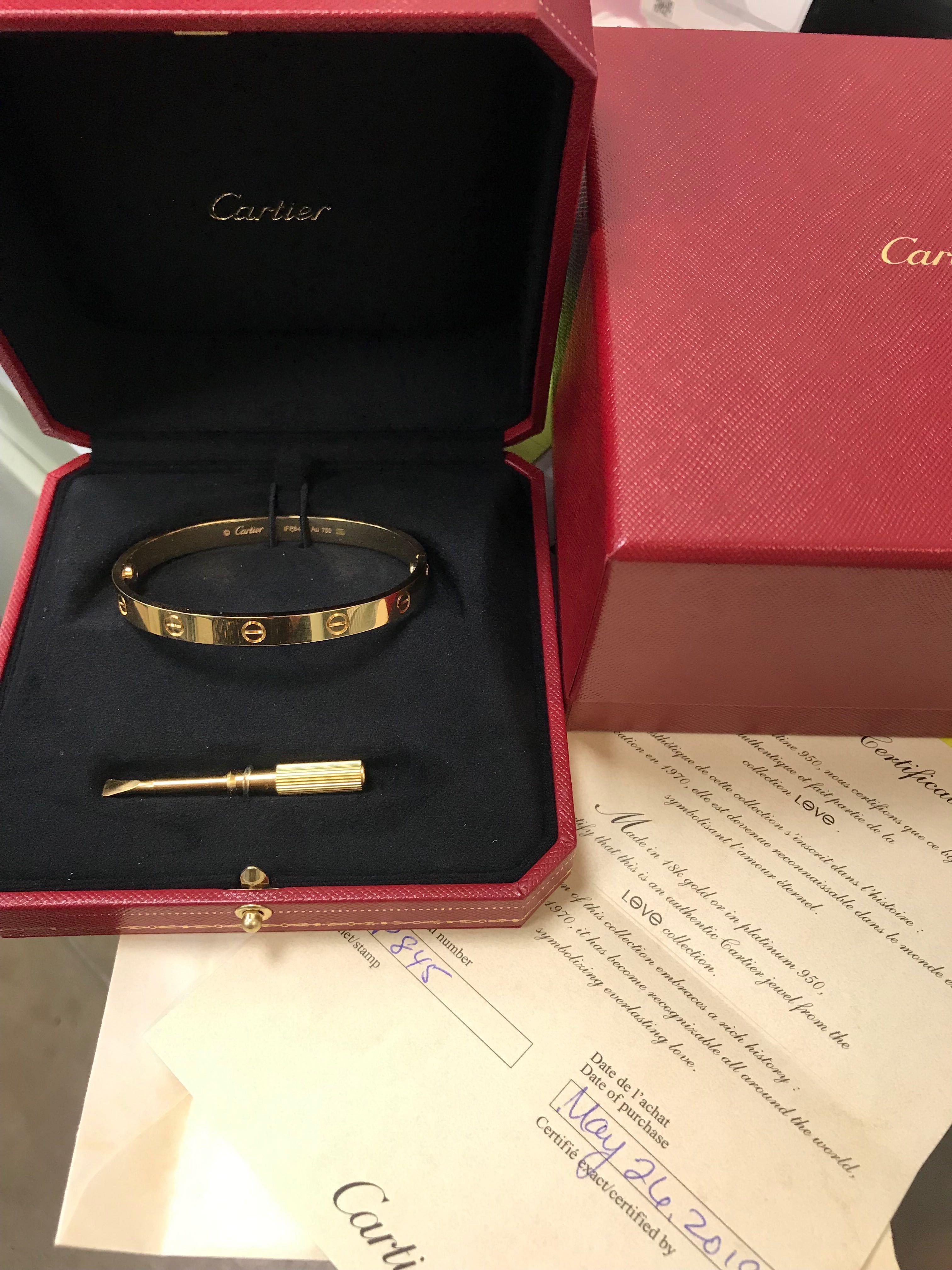 Cartier 18 Karat Yellow Gold Love Bangle Bracelet 1