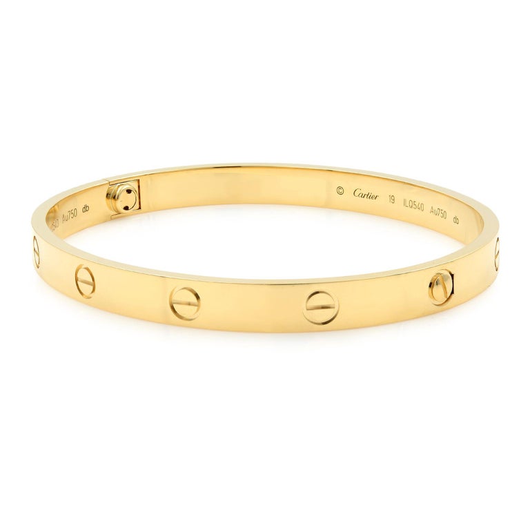 Cartier 18 Karat Yellow Gold Love Bangle Bracelet For Sale at 1stdibs