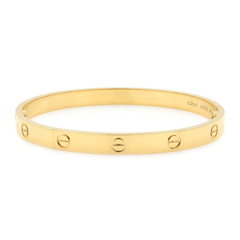 Cartier 18 Karat Yellow Gold Love Bangle Bracelet For Sale at 1stdibs