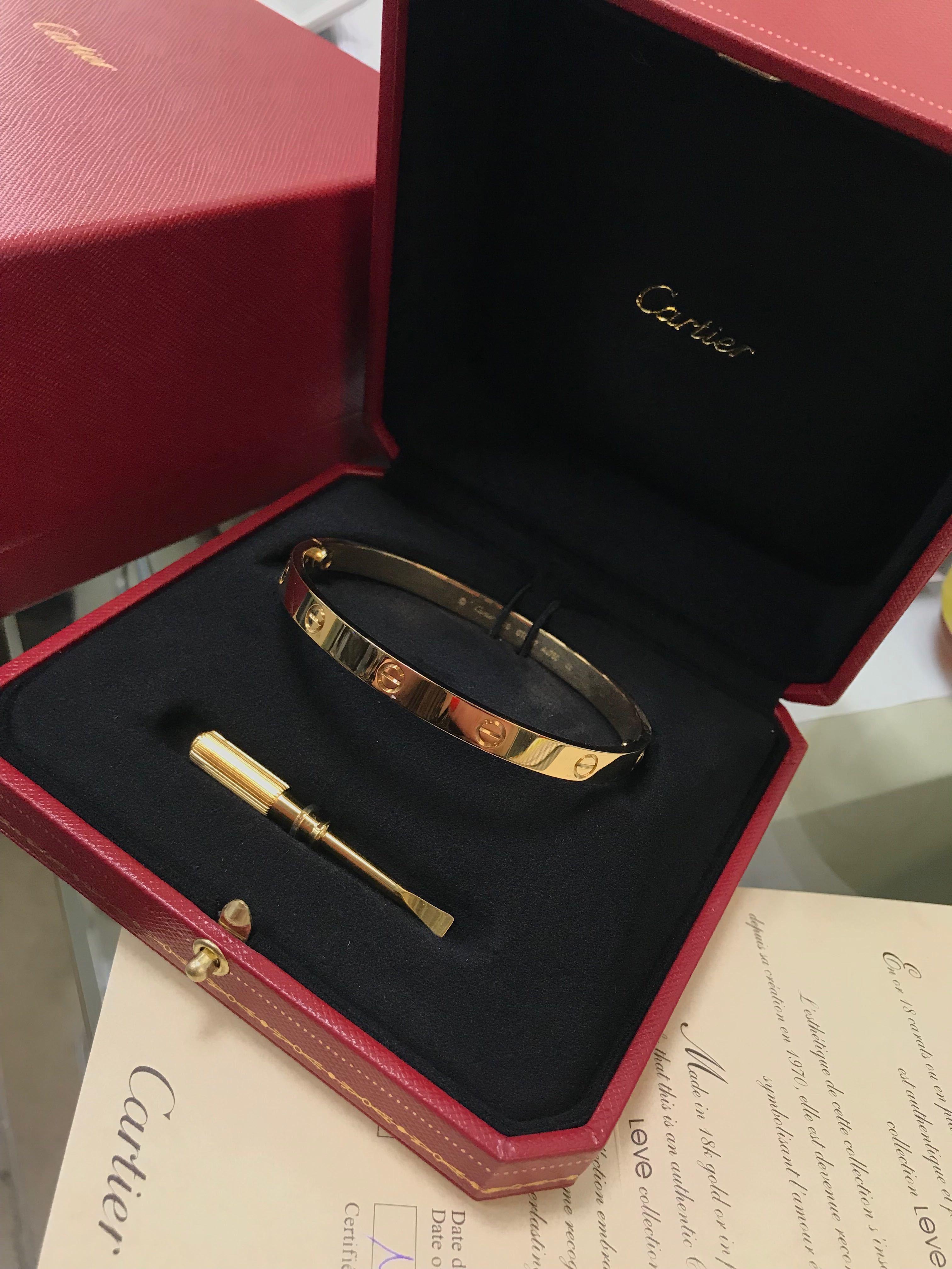 Modern Cartier 18 Karat Yellow Gold Love Bangle Bracelet