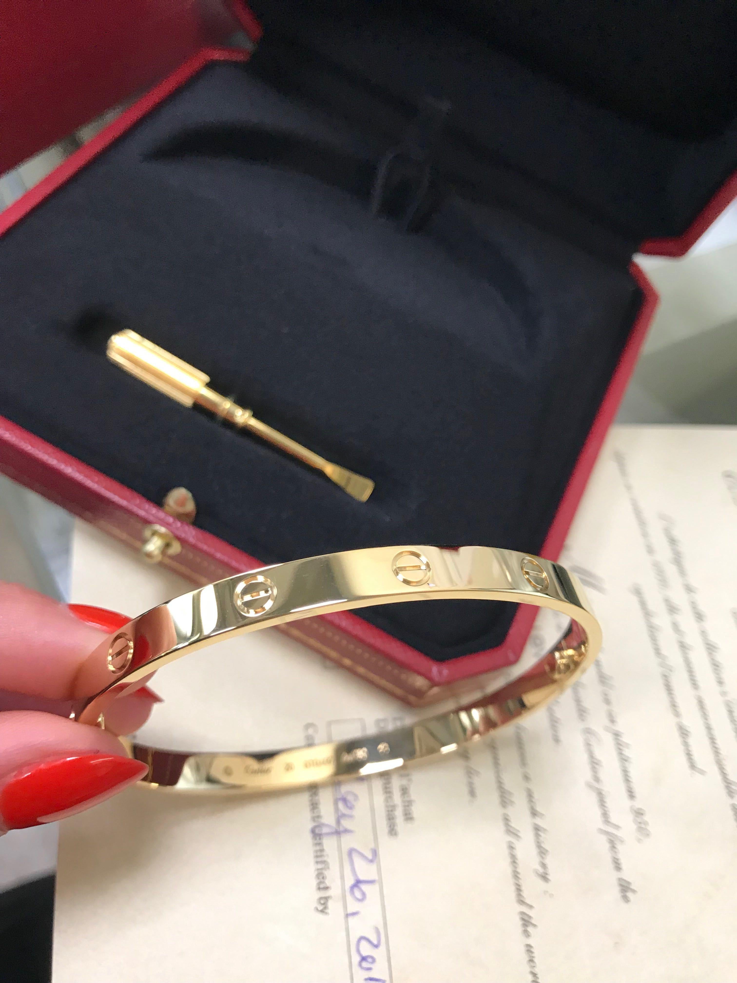 Cartier 18 Karat Yellow Gold Love Bangle Bracelet In Excellent Condition In New York, NY