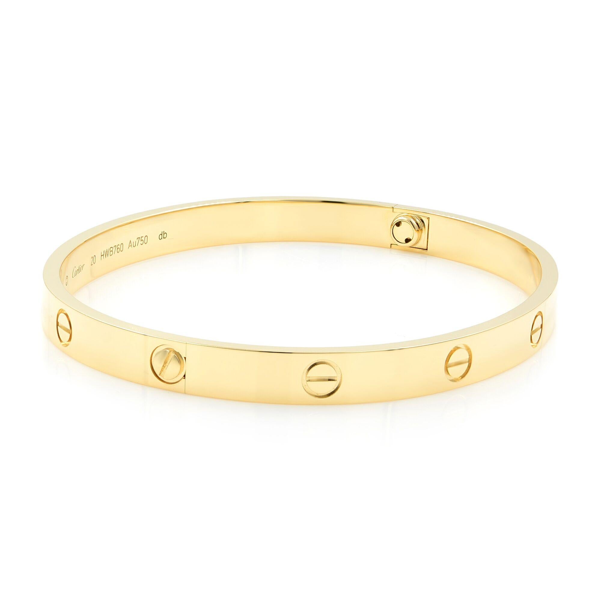 Cartier 18 Karat Yellow Gold Love Bangle In Excellent Condition In New York, NY