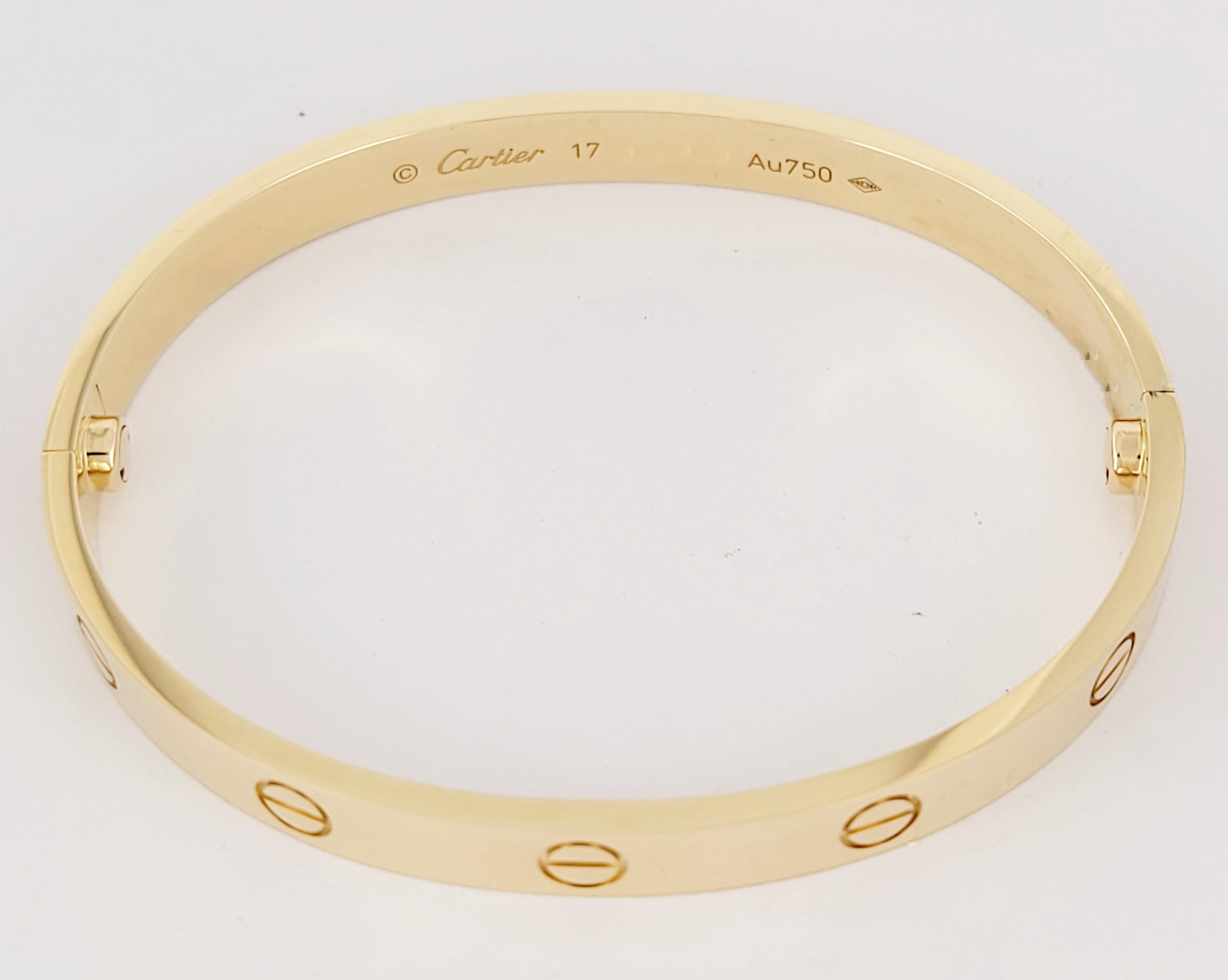 CARTIER  Bracelet LOVE en or jaune 18K 17 Excellent état à New York, NY
