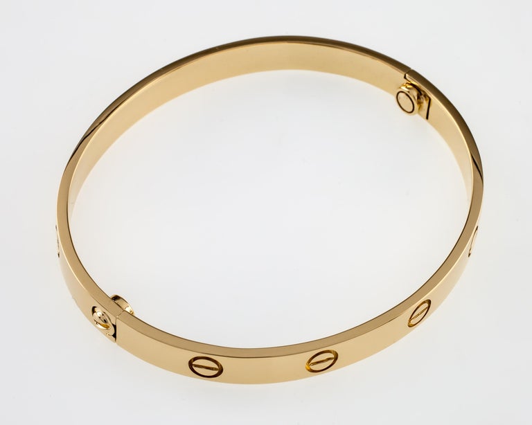 Cartier 18 Karat Yellow Gold Love Bracelet New Screw Mechanism at 1stDibs