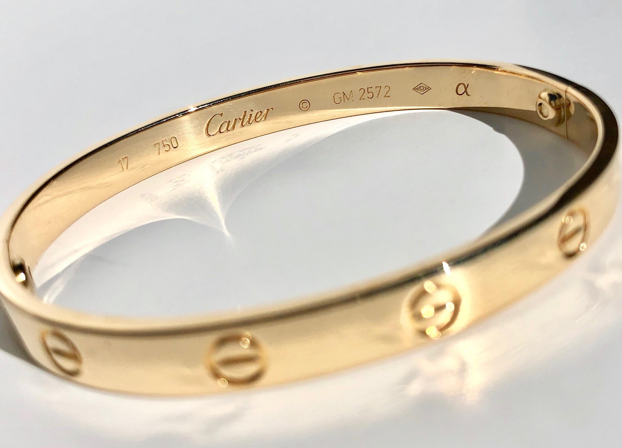 Cartier 18k Yellow Gold Love Bracelet, with Box/Papers 6