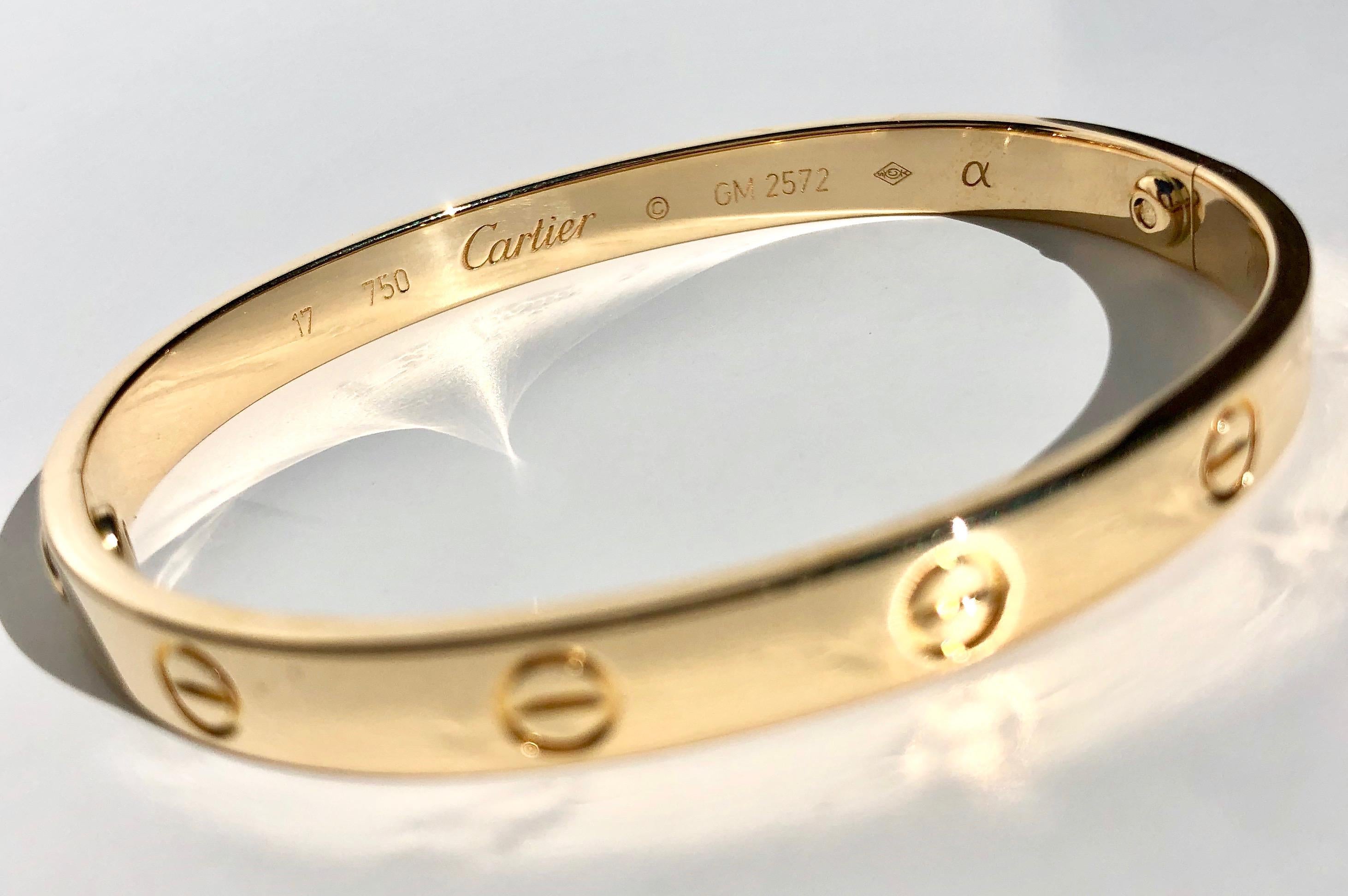 Cartier 18k Yellow Gold Love Bracelet, with Box/Papers 7