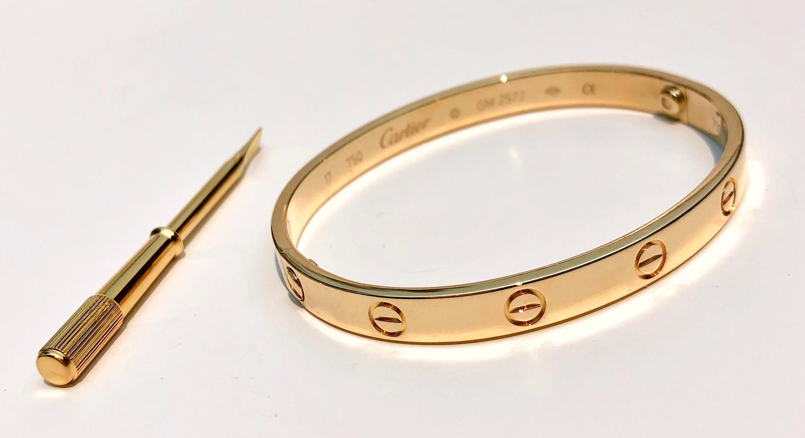 Cartier 18k Yellow Gold Love Bracelet, with Box/Papers 10