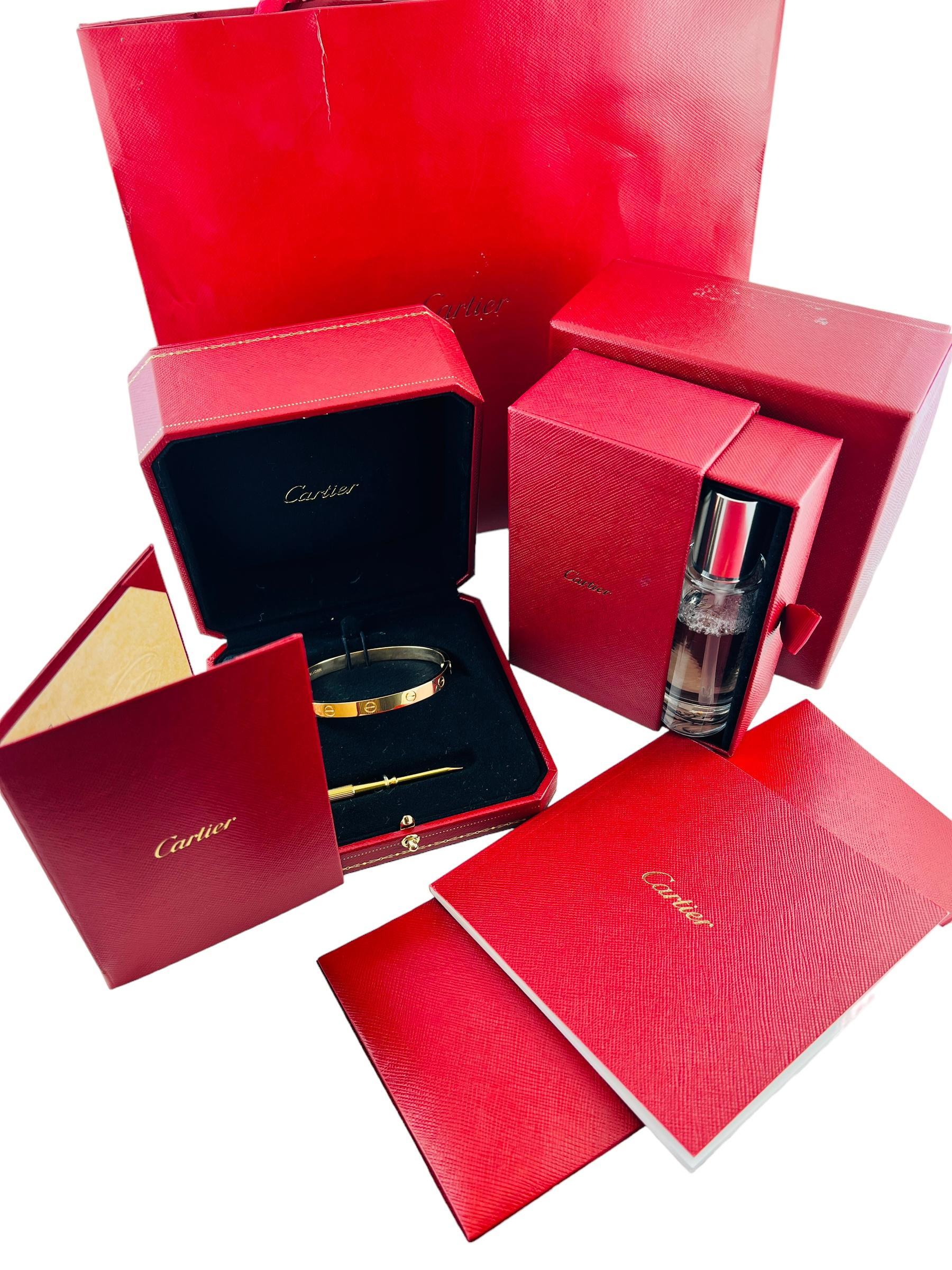 Cartier 18K Yellow Gold Love Bracelet Size 18 Box / Papers #15746 6