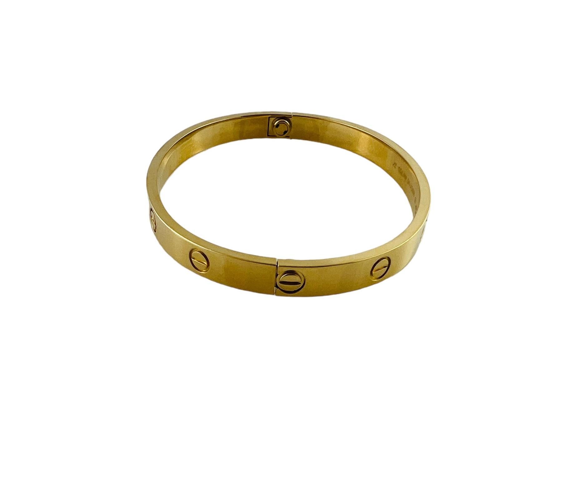 Cartier 18K Yellow Gold Love Bracelet Size 18 Box / Papers #15746 2