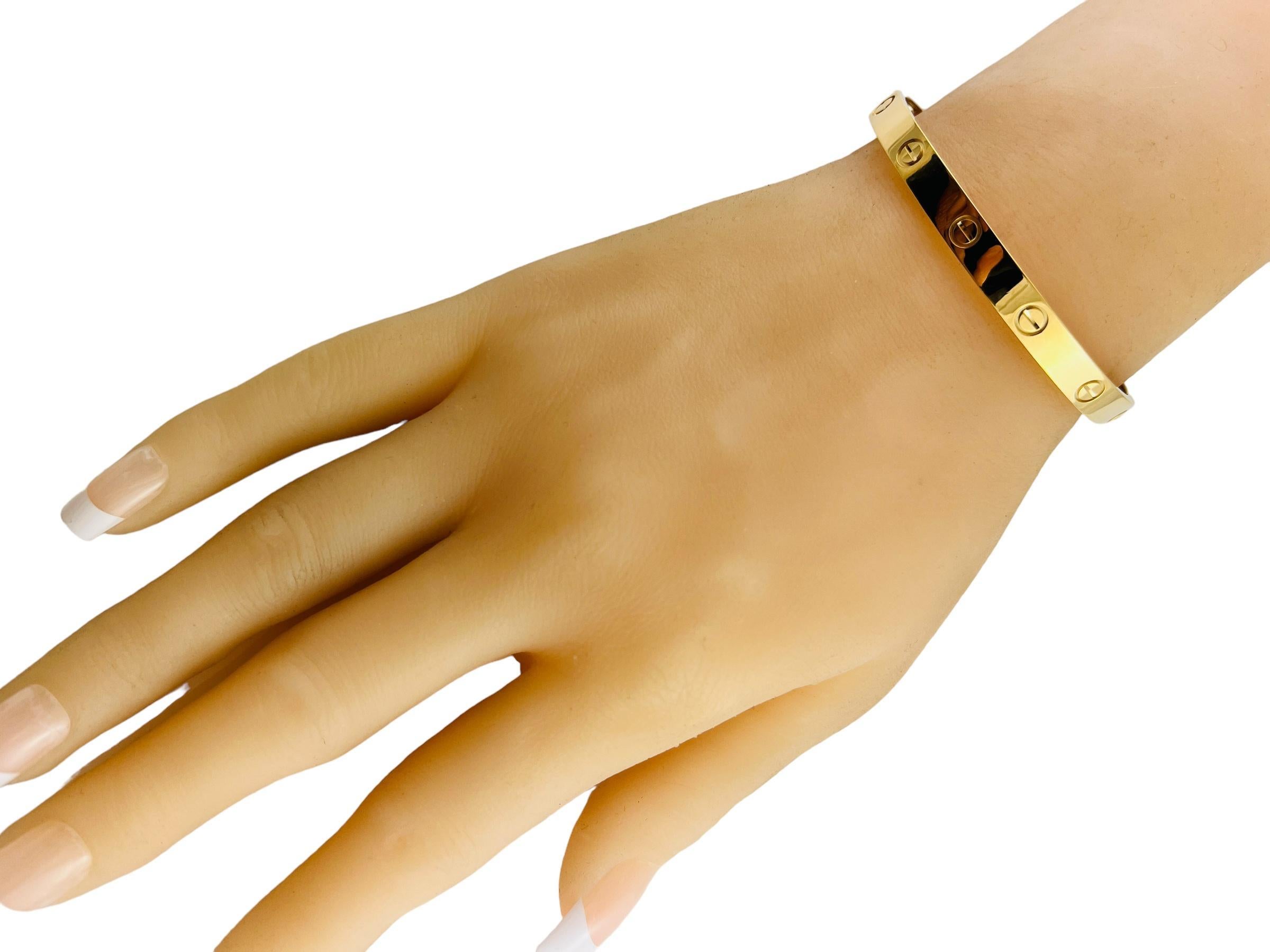 Cartier 18K Yellow Gold Love Bracelet Size 18 Box / Papers #15746 4