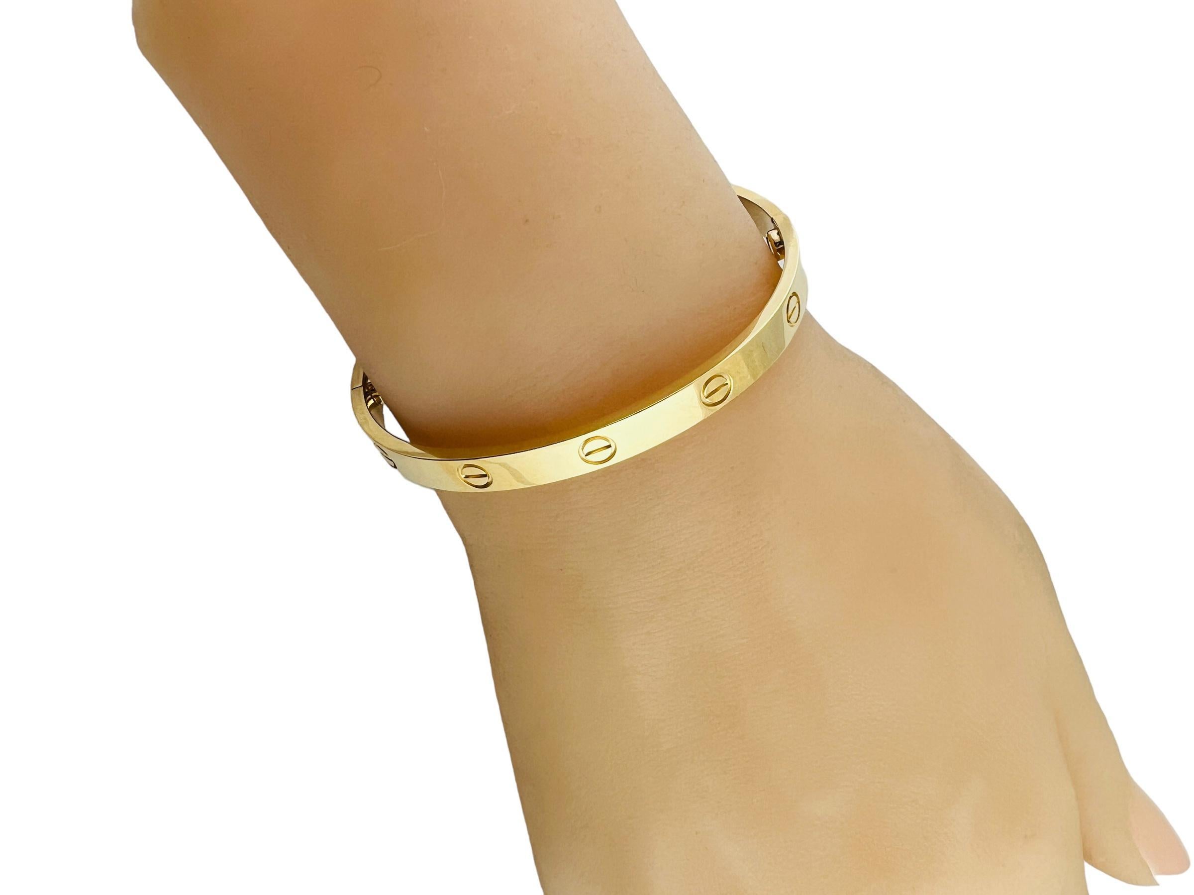 Cartier 18K Yellow Gold Love Bracelet Size 18 Box / Papers #15746 5