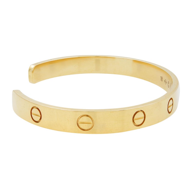 Cartier 18K Yellow Gold Love Cuff Bracelet at 1stDibs