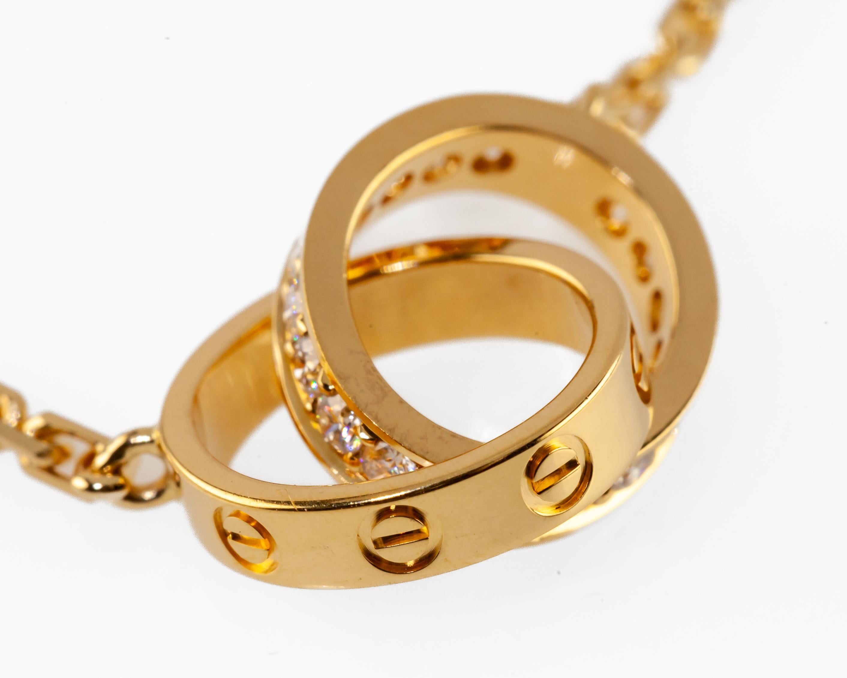 Cartier 18k Yellow Gold Love Necklace w/ 0.22 cts Diamonds Original Pouch 2