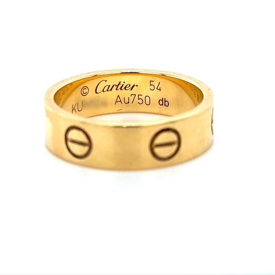 Contemporary Cartier 18K Yellow Gold Love Ring For Sale