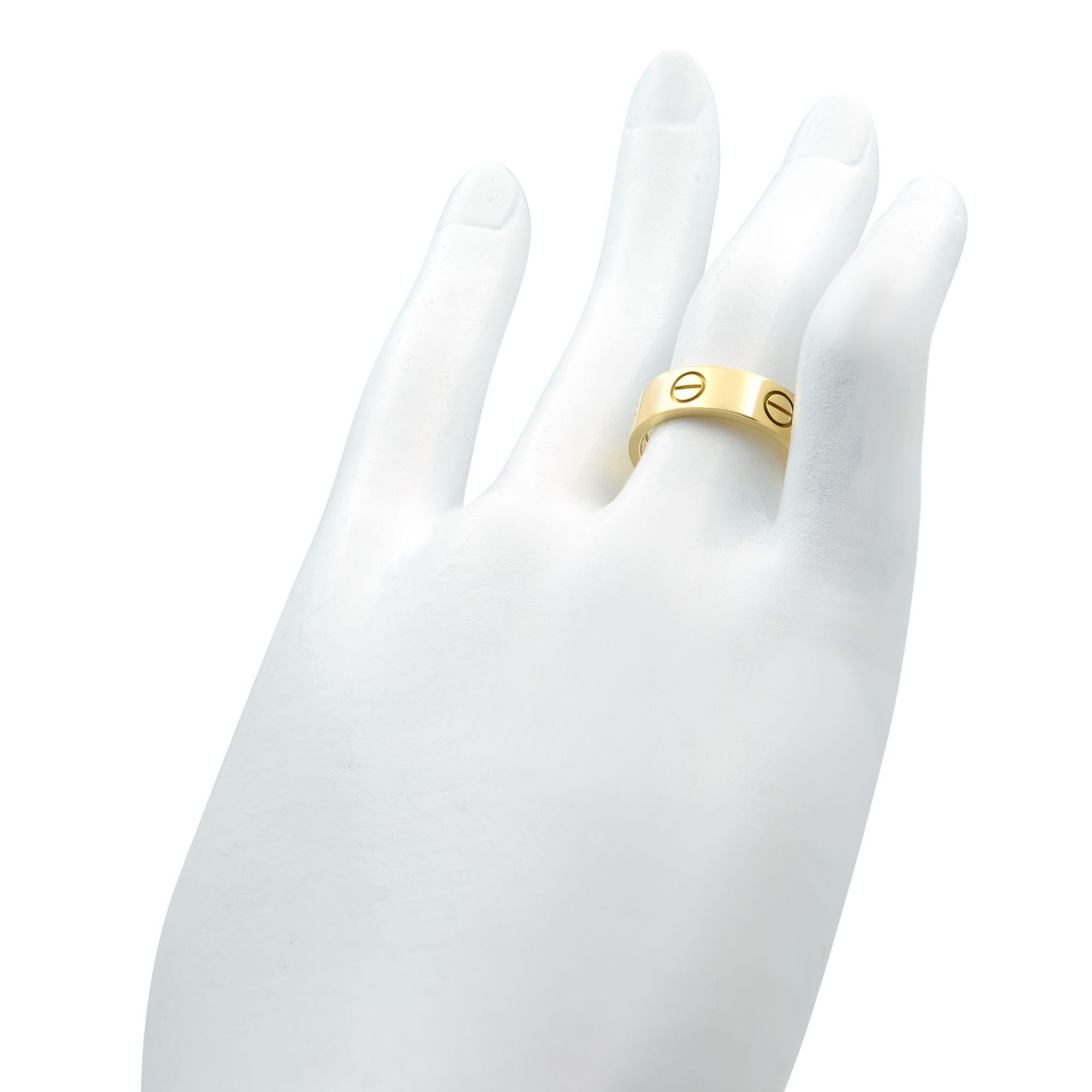 Cartier 18 Karat Yellow Gold Love Ring In Excellent Condition In New York, NY