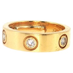 Cartier 18K Yellow Gold Love Ring with 0.42 Carat Round F VS Diamonds Size 4.5