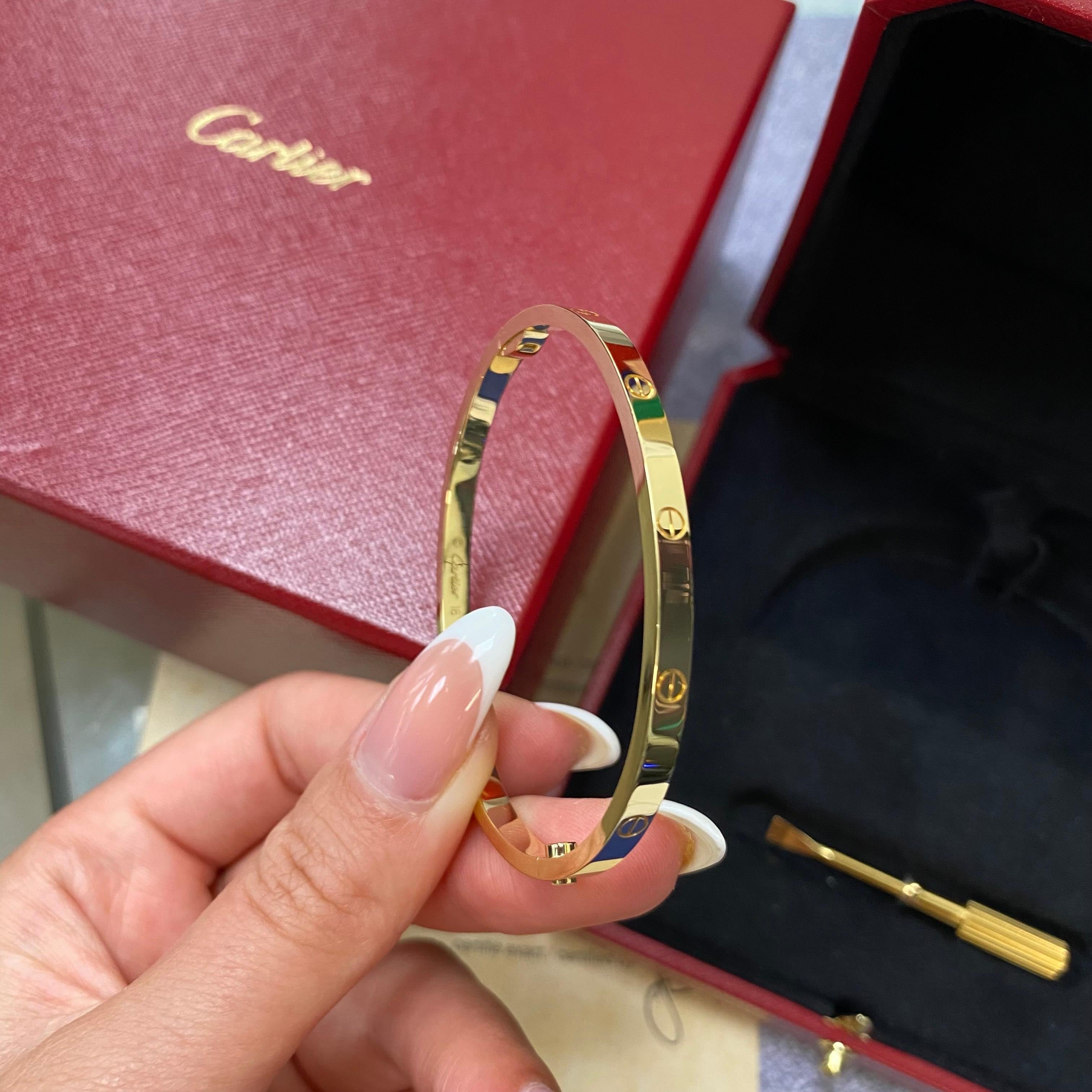 Modern Cartier 18K Yellow Gold Love Skinny Bracelet SM