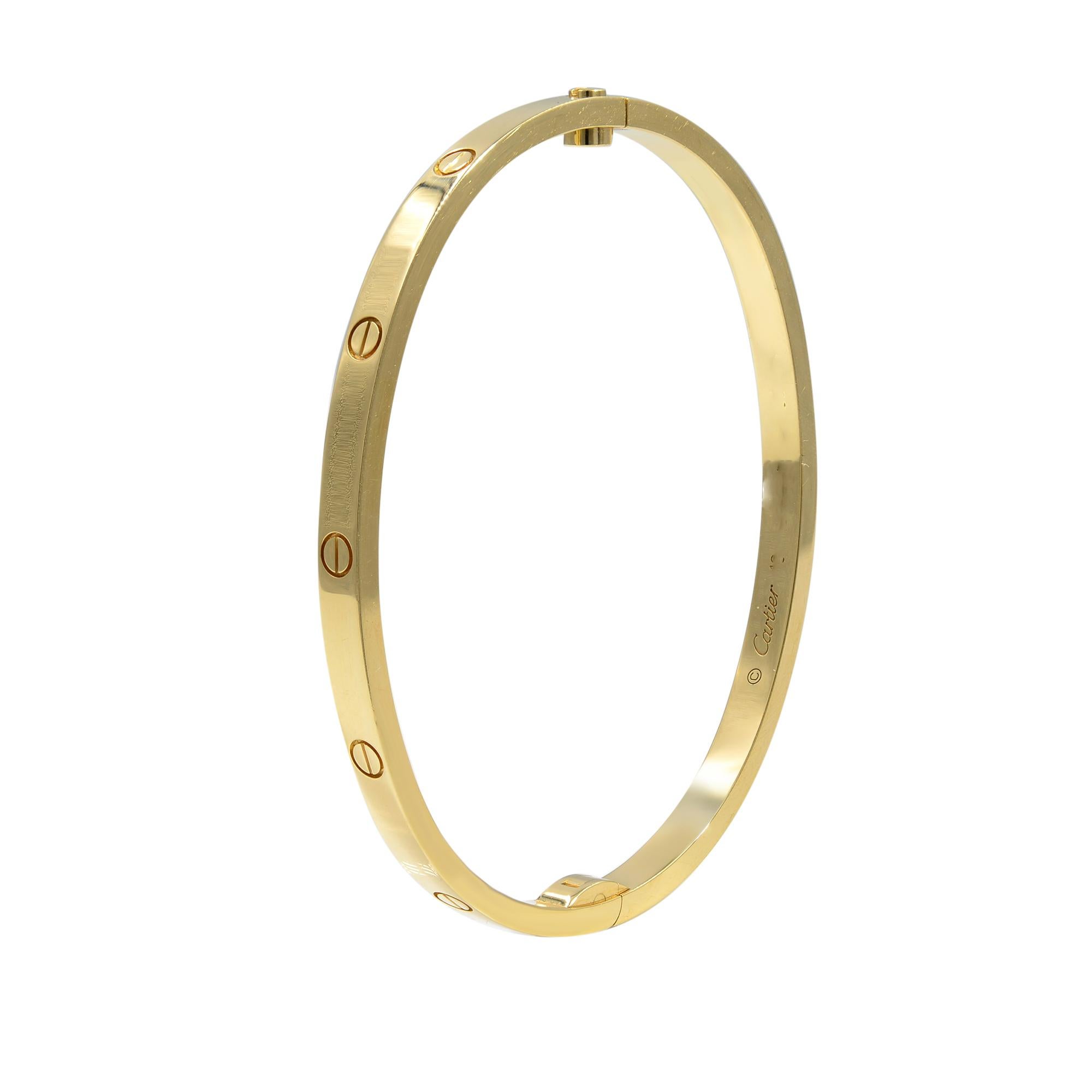 Cartier 18 Karat Yellow Gold Love SM Bracelet In Excellent Condition In New York, NY