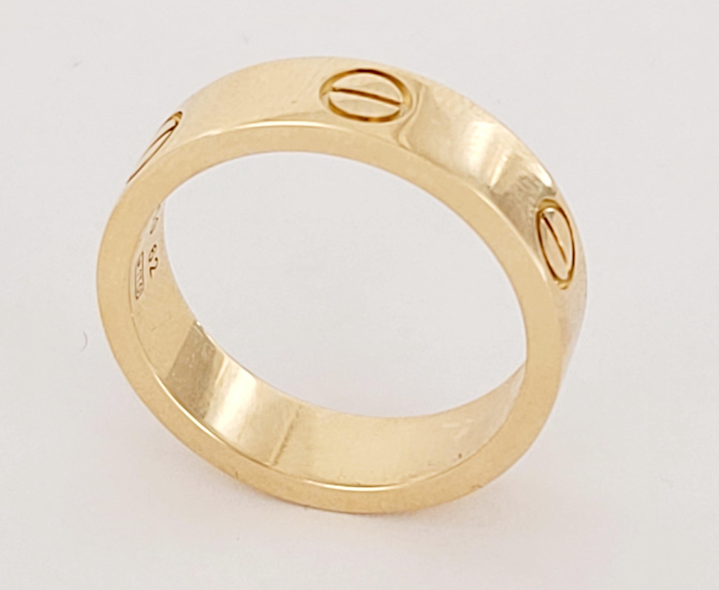 da uomo o donna Cartier  oro giallo 18 carati  Anello LOVE Wedding Band 62  USA 10 in vendita