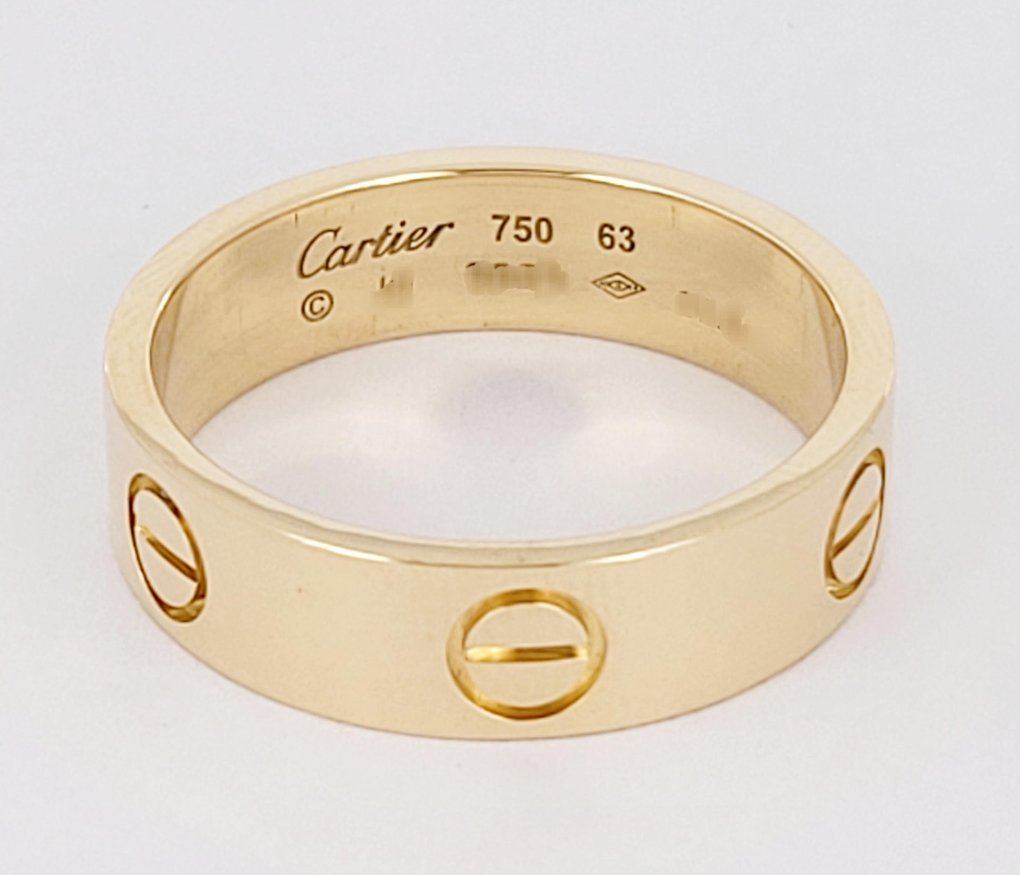 Cartier  Or jaune 18K  Anneau de mariage LOVE 63  US 10.25 en vente 1
