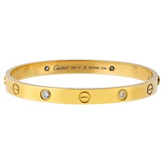 Cartier 18K Gelbgold Love With Four Diamonds 17 Armreif-Armband