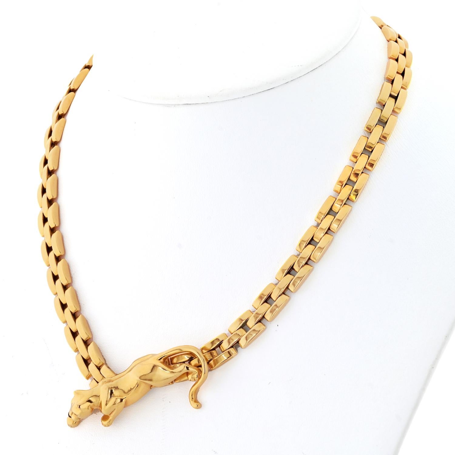 Women's Cartier 18K Yellow Gold Maillon Panthere Link Chain Vintage Necklace For Sale