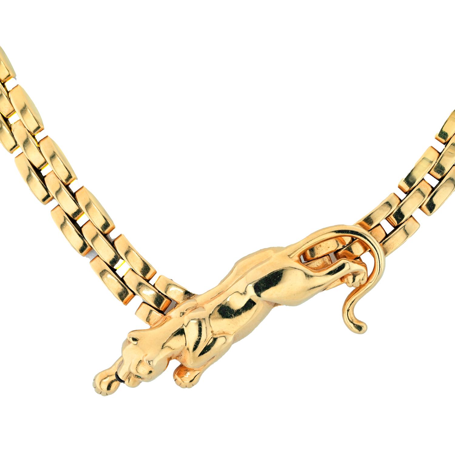 Women's Cartier 18K Yellow Gold Maillon Panthere Link Chain Vintage Necklace For Sale