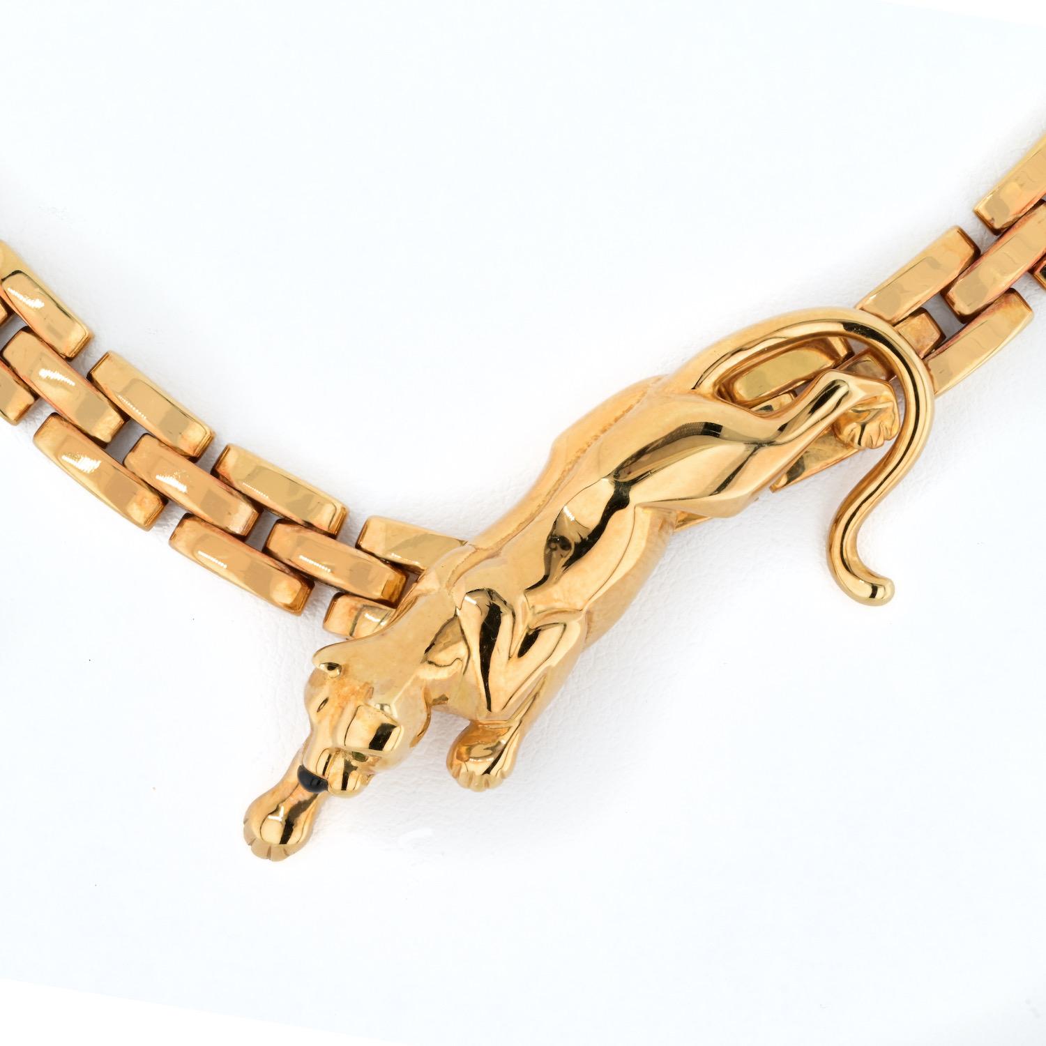 Cartier Maillon Panthere Gliederkette Vintage-Halskette, 18 Karat Gelbgold im Zustand „Hervorragend“ in New York, NY