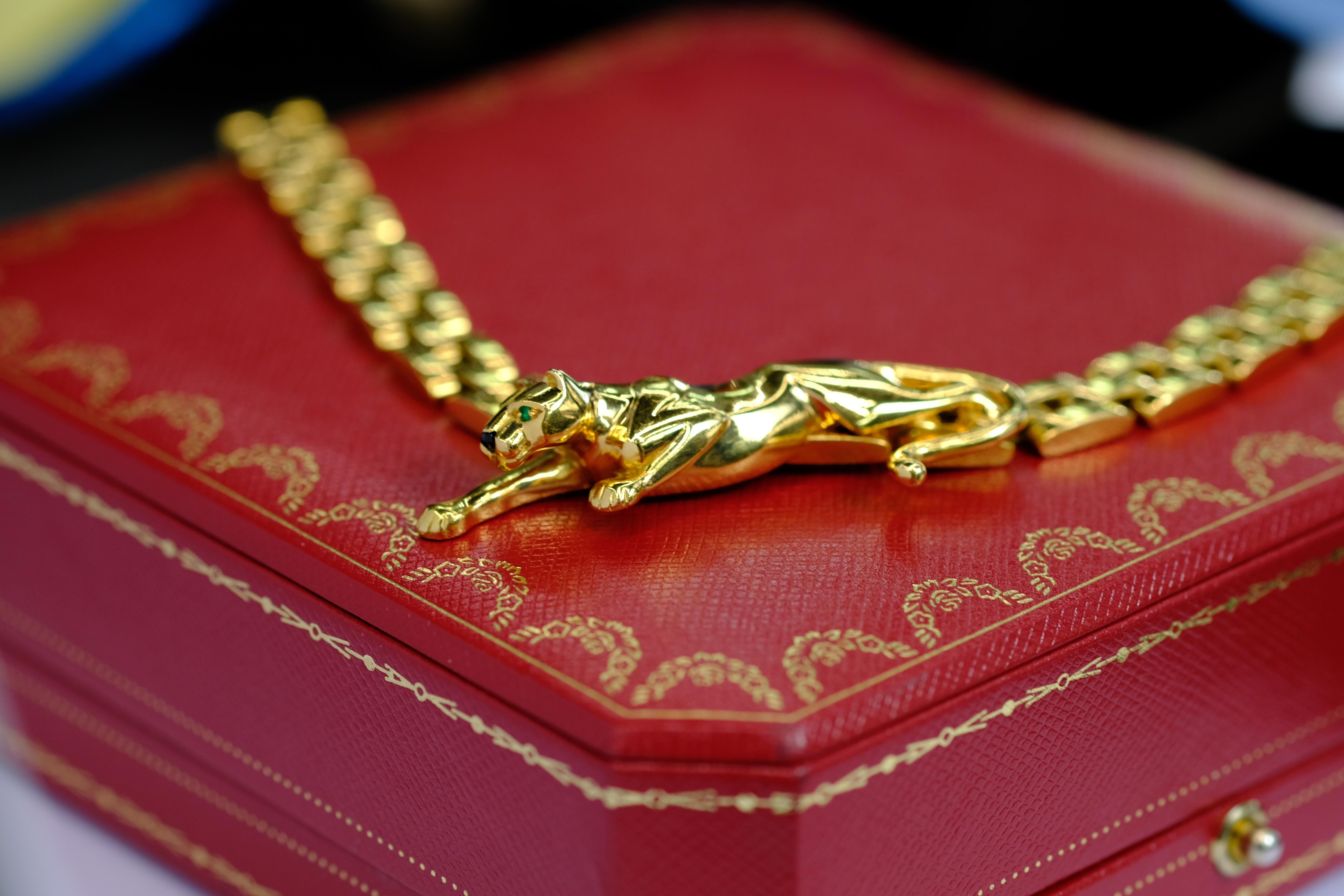 Cartier 18K Yellow Gold Maillon Panthere Link Chain Vintage Necklace For Sale 5
