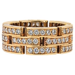 Cartier 18K Yellow Gold Maillon Panthere Three Diamond Row Ring