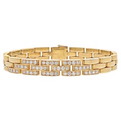 Cartier 18K Yellow Gold Maillon Panthere Triple Row Diamond Bracelet