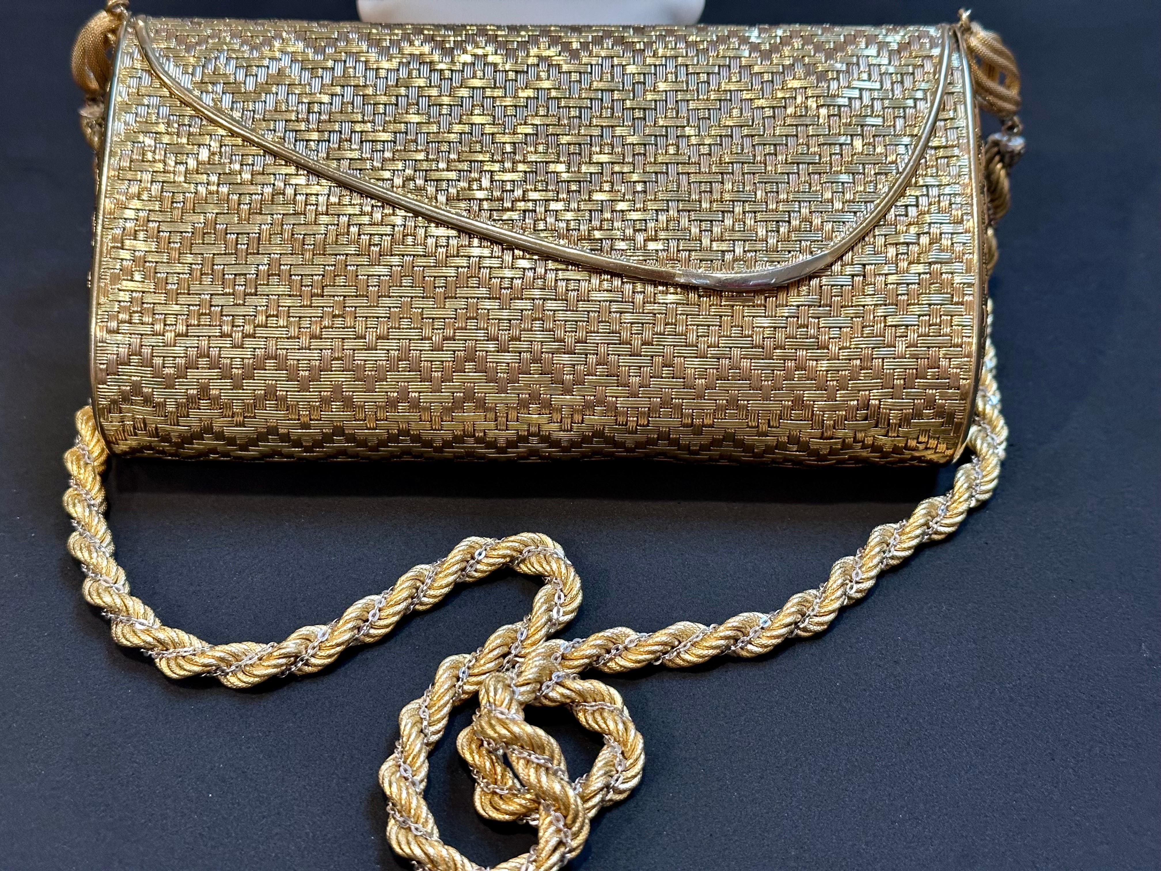 Cartier 18k Yellow Gold Mesh Purse Handbag with Shoulder Chain Rare 401 Gm For Sale 5