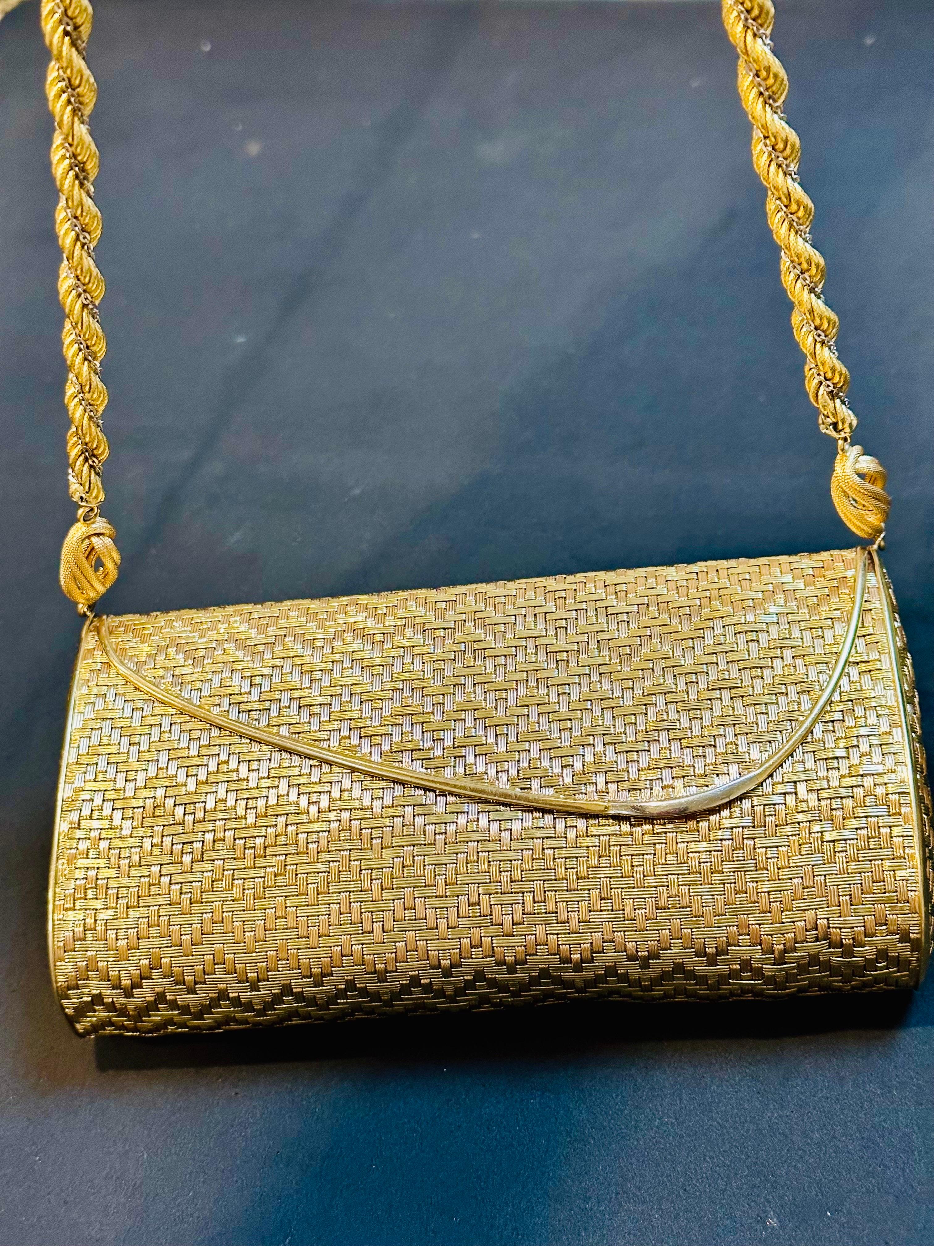 Art Deco Cartier 18k Yellow Gold Mesh Purse Handbag with Shoulder Chain Rare 401 Gm For Sale