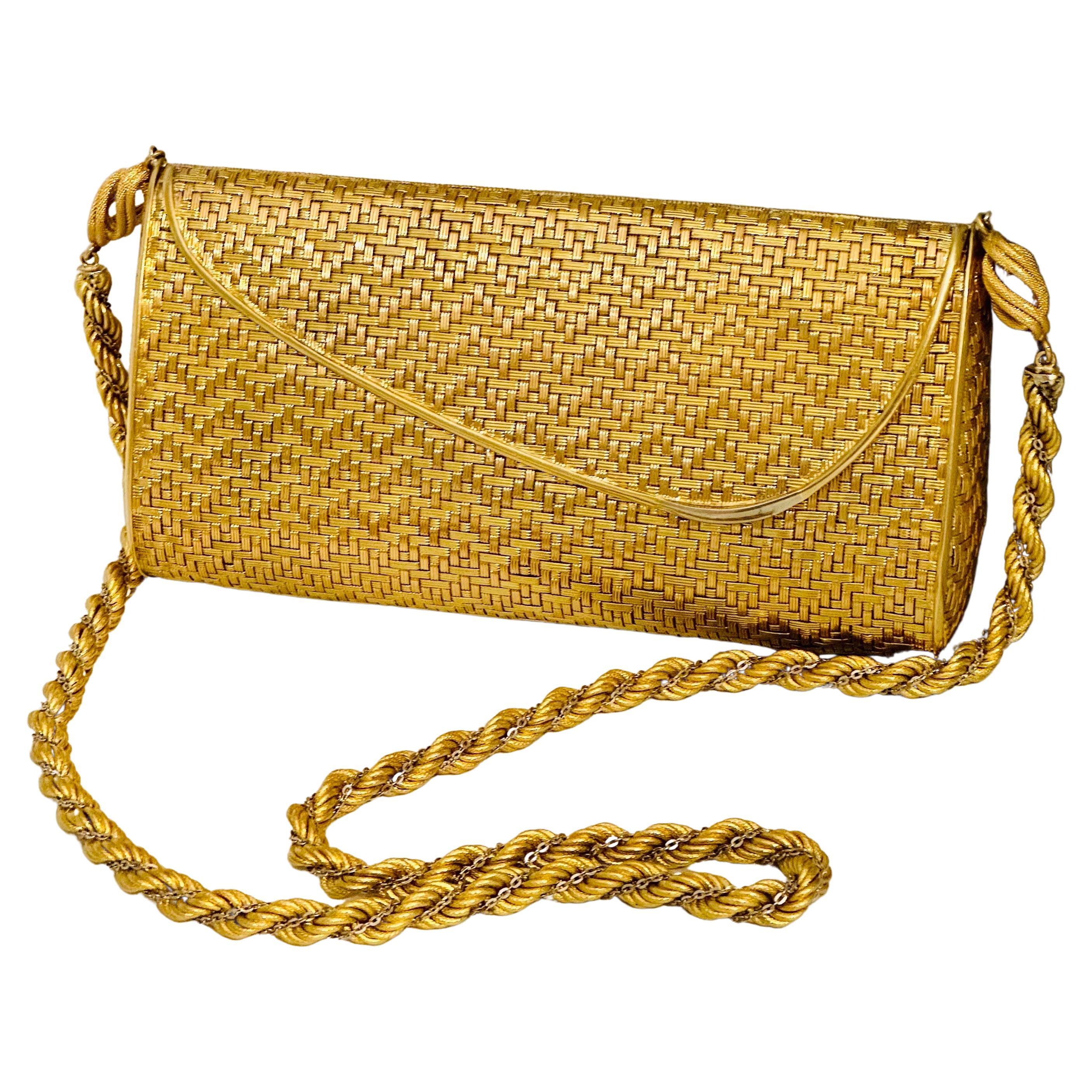 Cartier 18k Yellow Gold Mesh Purse Handbag with Shoulder Chain Rare 401 Gm For Sale