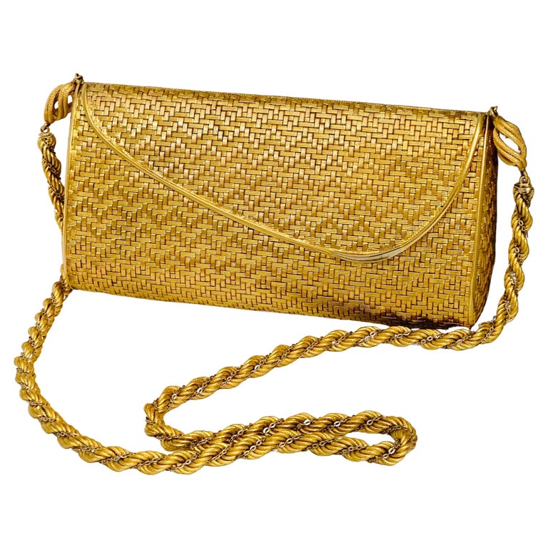 La Regale Ltd Gold Mesh Shoulder Bag with Snake Chain Strap made