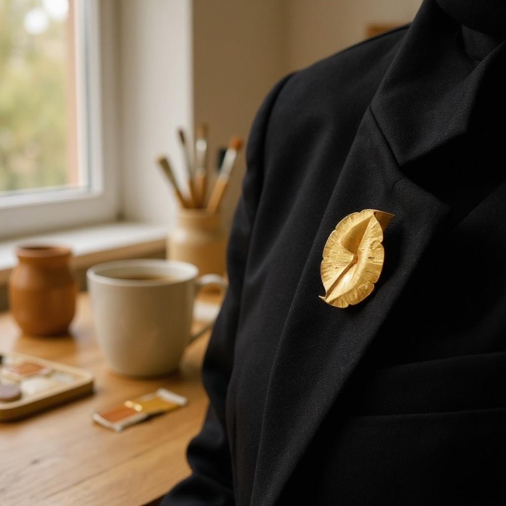 Rétro Cartier Broche éventail du milieu du siècle dernier en or jaune, c. 1950 en vente