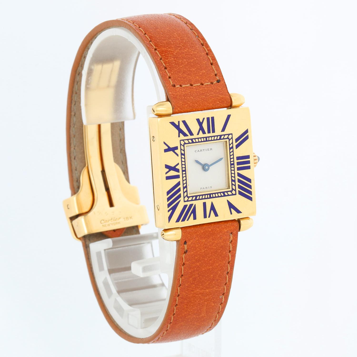 Vintage Cartier Art Deco 18k Yellow Gold Large Size Quadrant Watch In Good Condition In Dallas, TX