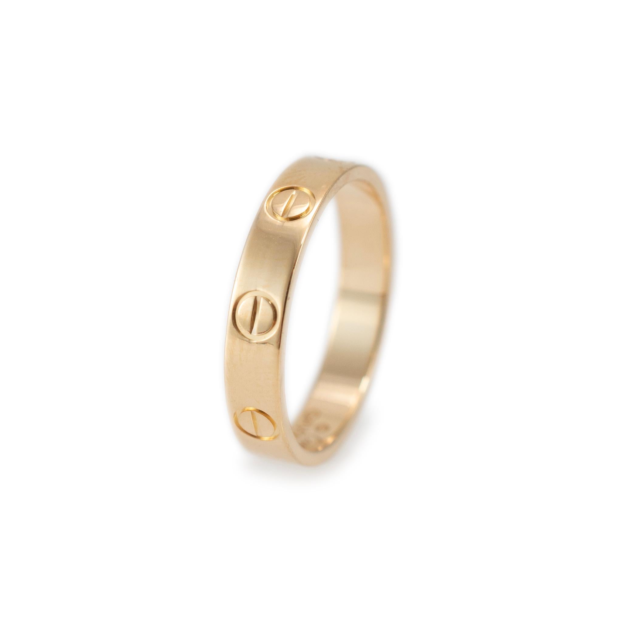 Women's Cartier 18K Yellow Gold Mini Love Wedding Band Ring